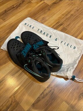 Nike Men’s Black Athletic Track & Field Shoes Throwers Shoe with Teal Accents